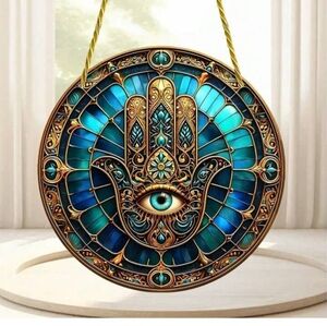 Acrylic Hamsa Hand & Evil Eye Hanging – Protective Wall Decor (NEW)